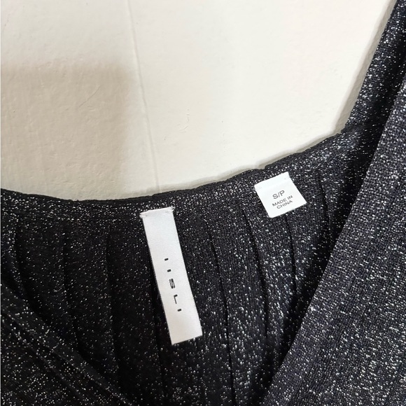 IISLI black shimmer sheath dress size SM sleeveless v neck - Picture 2 of 3